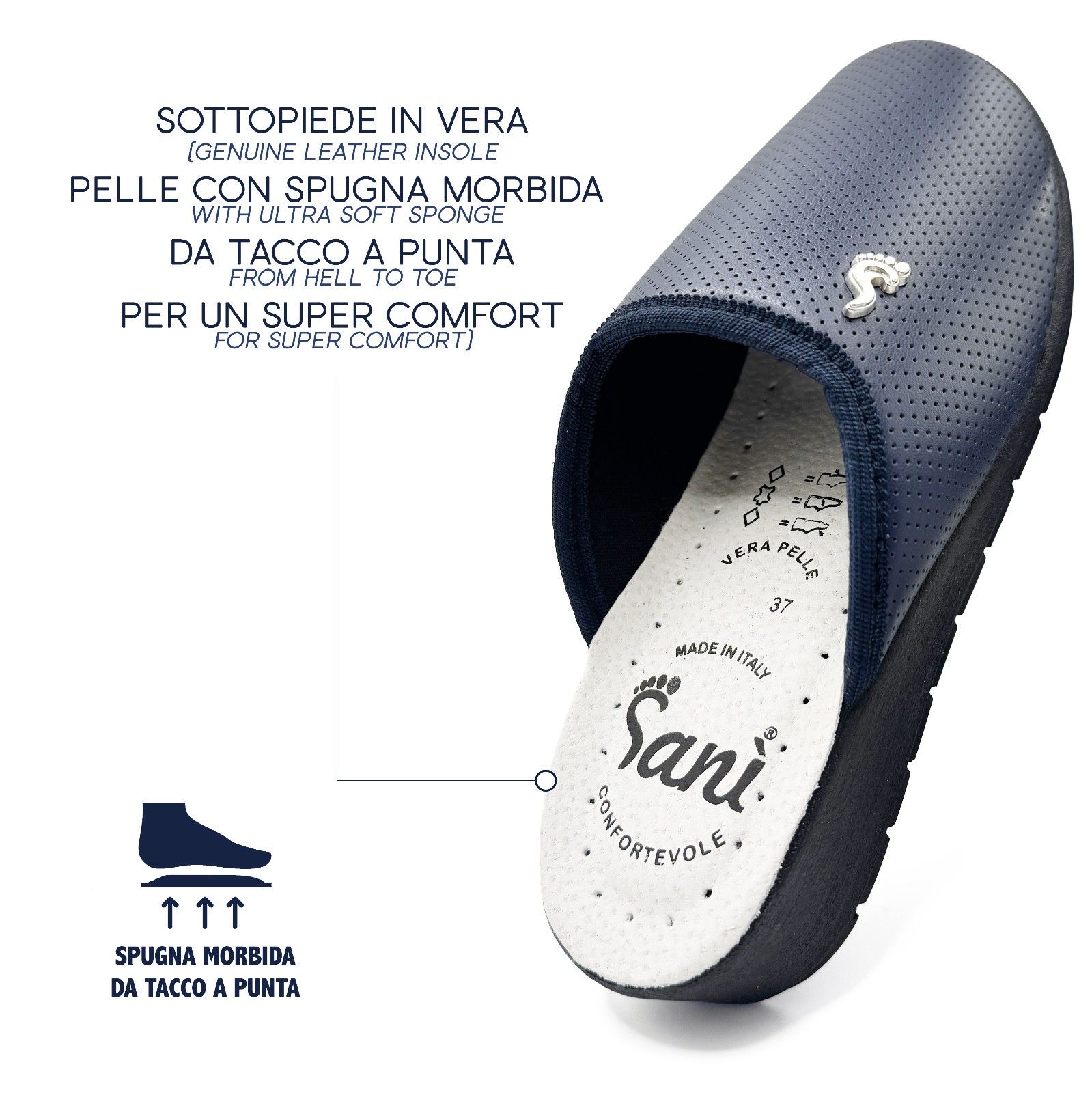 Ciabatte Sanitarie da Donna Pantofole con Tomaia Microforata blu FF