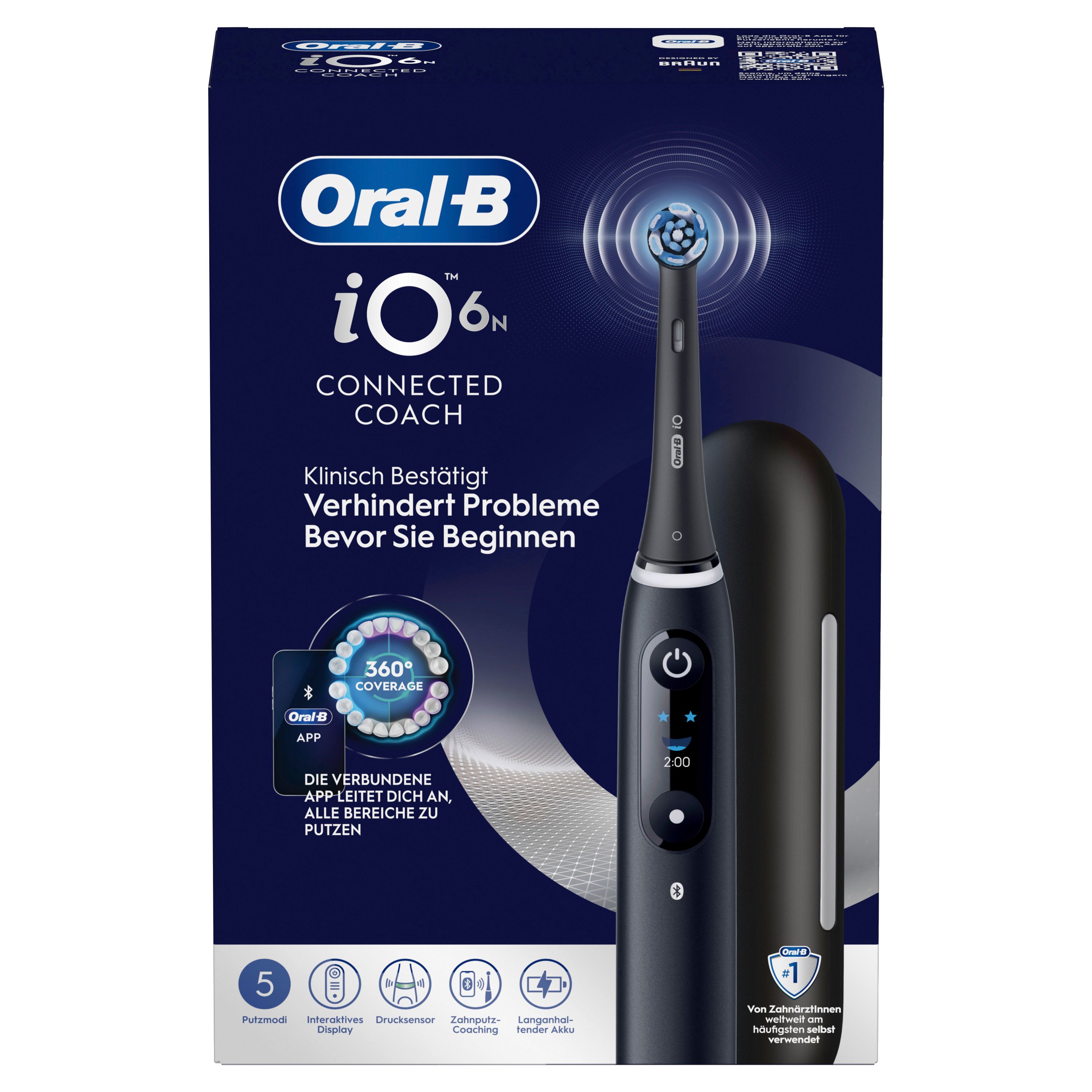 Confezione dello spazzolino elettrico Oral-B iO Series 6 nero.