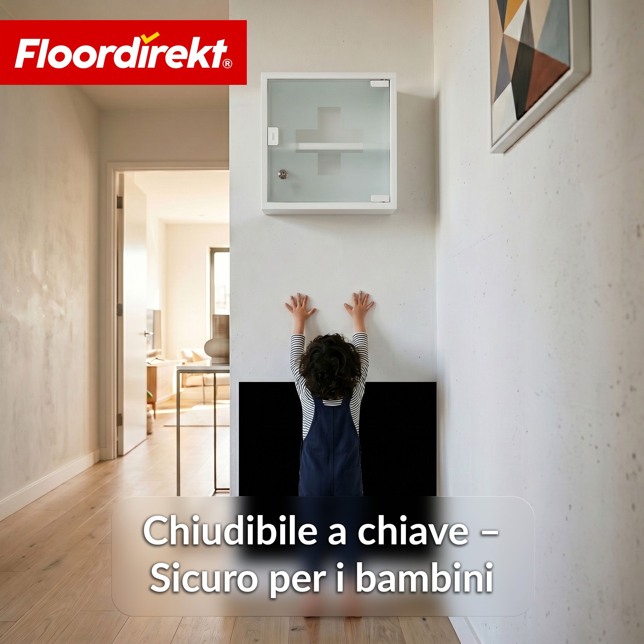 KARAT Armadietto medicinali Allen con anta in vetro bianco 30 x 30 cm 2 scomparti
