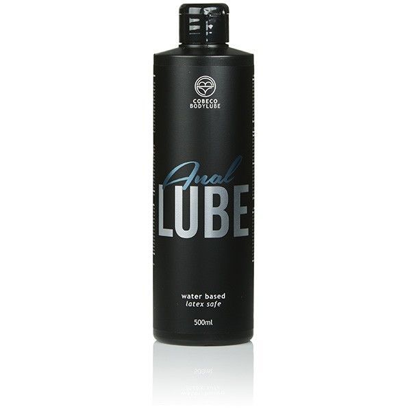 Flacone nero di lubrificante anale, 500ml, a base d'acqua, sicuro per lattice.