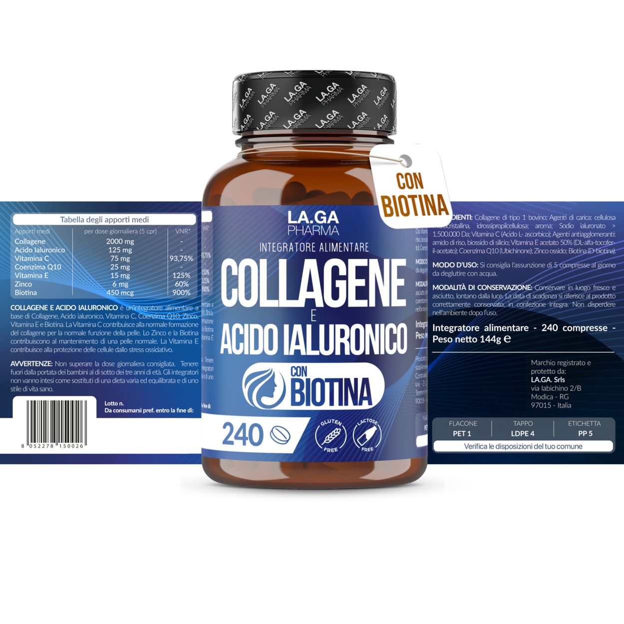 LA.GA© Collagene con Biotina e Acido Ialuronico.