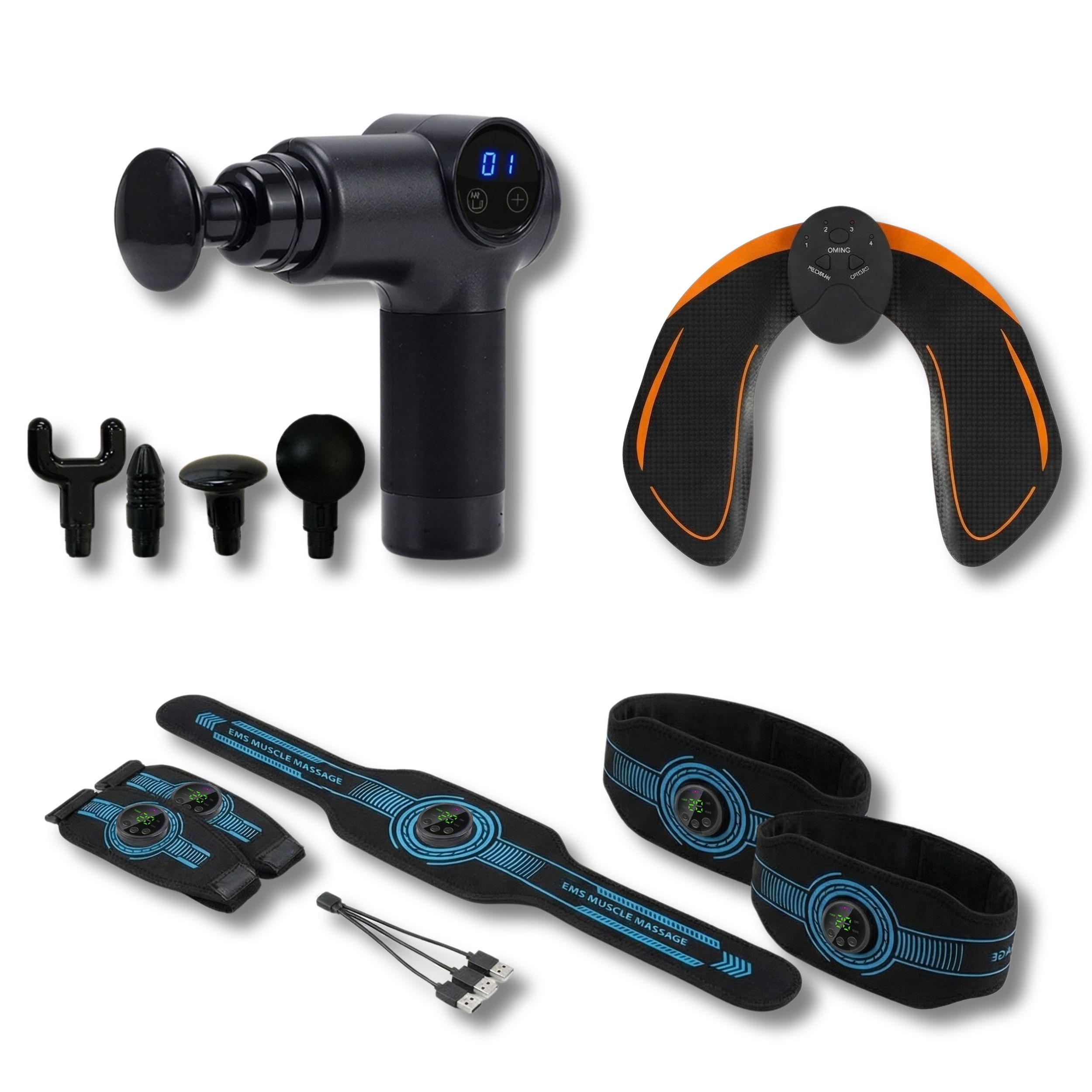 Cofanetto EMS Sculpt –Elettrostimolazione Muscolare per Corpo Intero e Glutei + Pistola Massaggiante