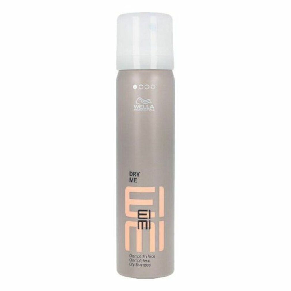 Flacone cilindrico con erogatore bianco. Scritta: DRY ME, EIMI, Wella. Shampoo secco.