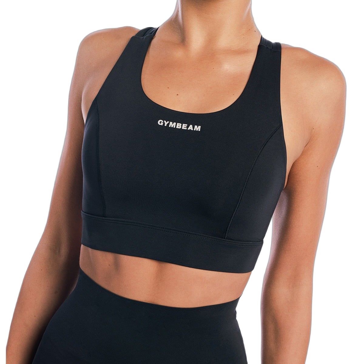 GymBeam Reggiseno sportivo donna Aura nero con spalline incrociate