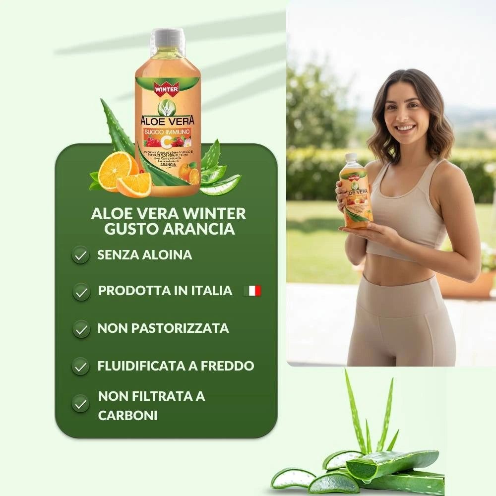 Winter Aloe Vera da Bere Immuno C con Rosa Canina  e Acerola – Succo Naturale Senza Aloina