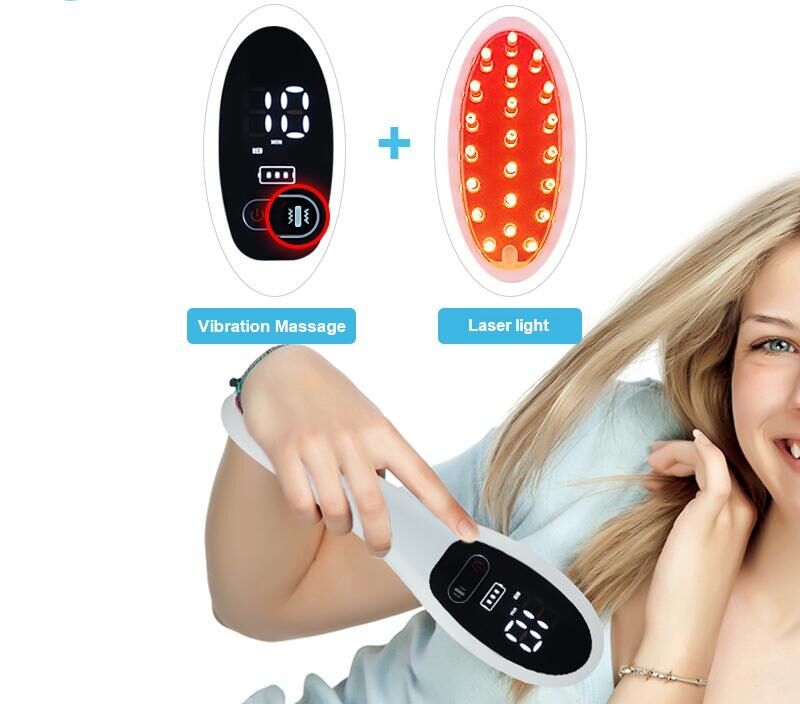 Dispositivo con display e luce rossa. Funzione massaggio a vibrazione e luce laser.