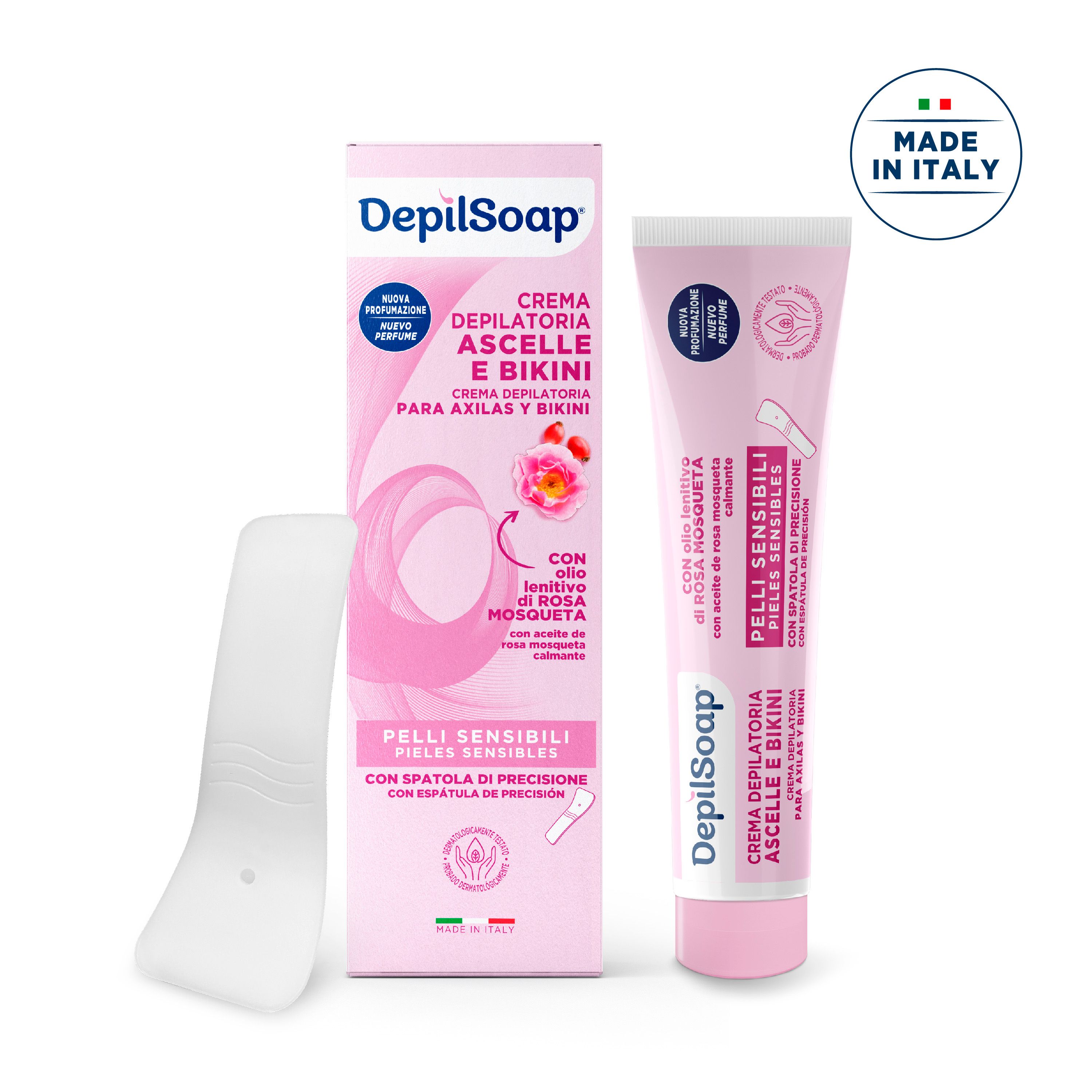 Depilsoap® Crema Depilatoria Ascelle e Bikini 75 ml – Pelli sensibili – Senza ammoniaca
