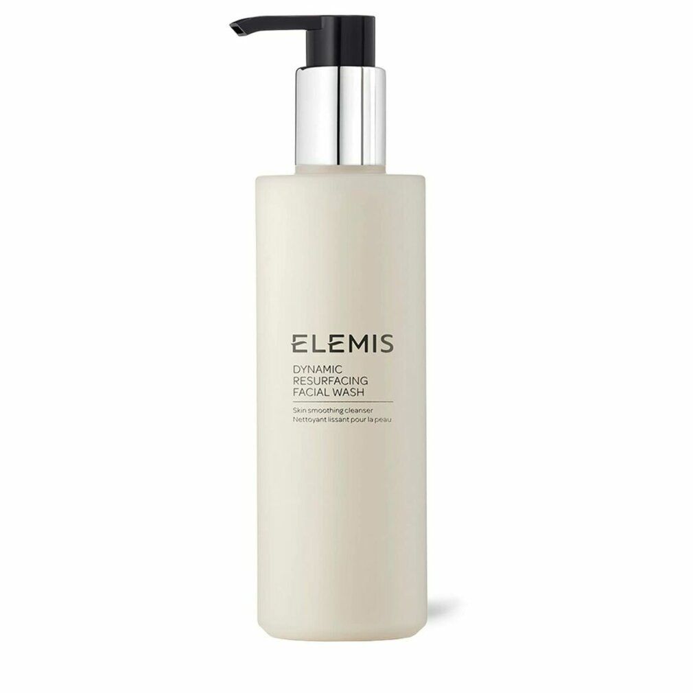 Flacone beige con dosatore. Scritta: Elemis Dynamic Resurfacing Facial Wash. Anti-età.