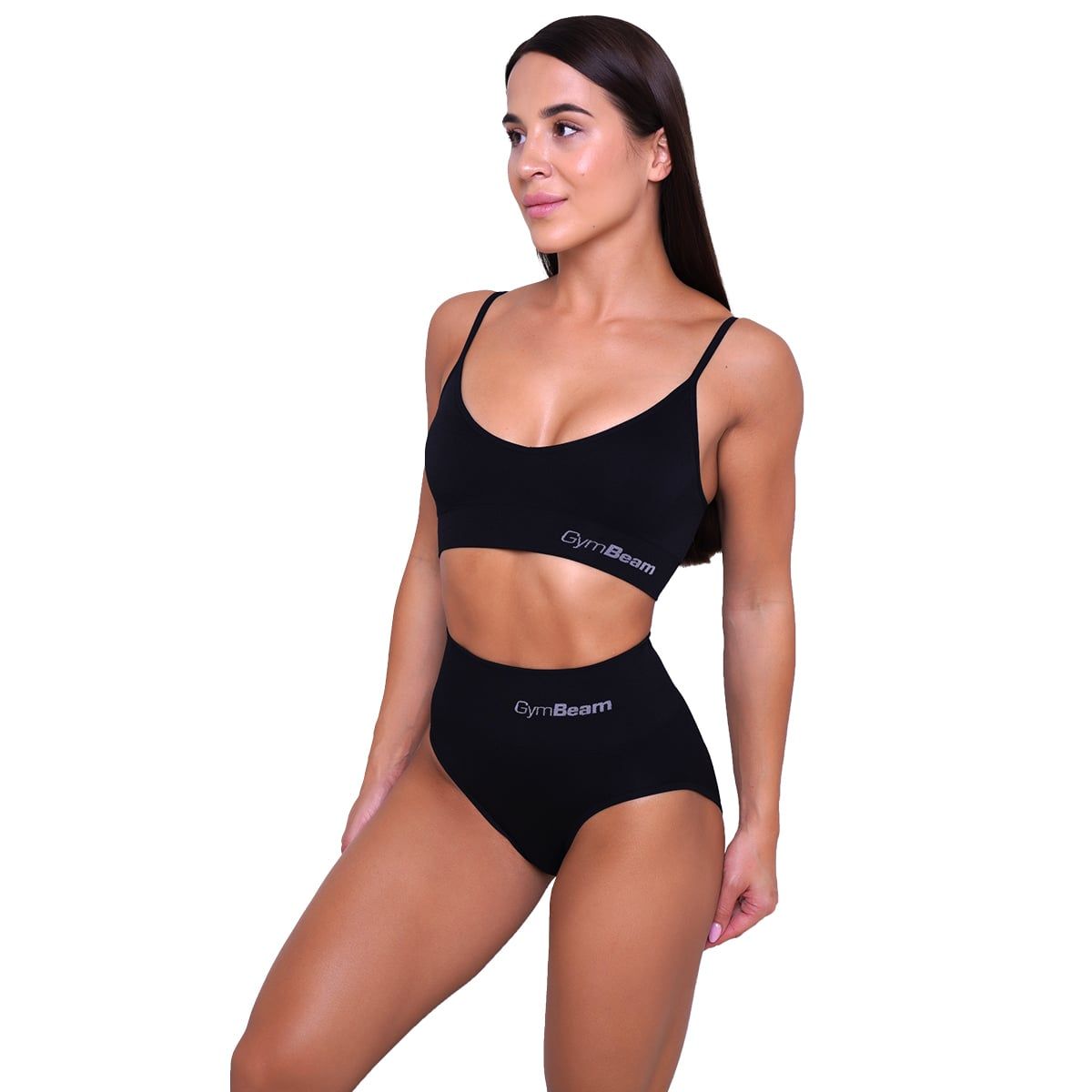 GymBeam Reggiseno sportivo donna Triangle nero con spalline regolabili