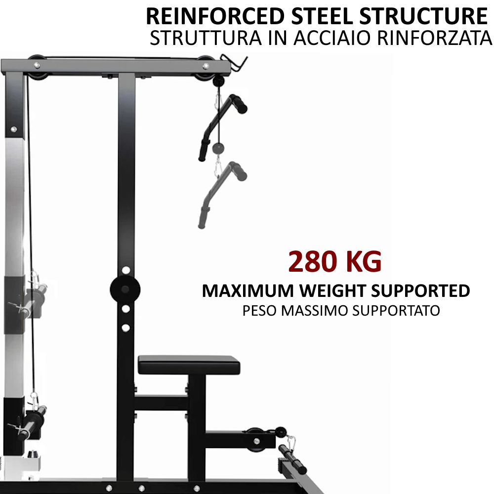 FFitness LAT MACHINE PULLEY PANCA MULTIFUNZIONE E SISTEMA DI PULEGGIA FF