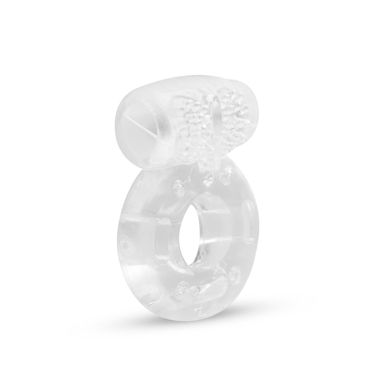 Anello fallico trasparente con borchie. Forma ad anello.