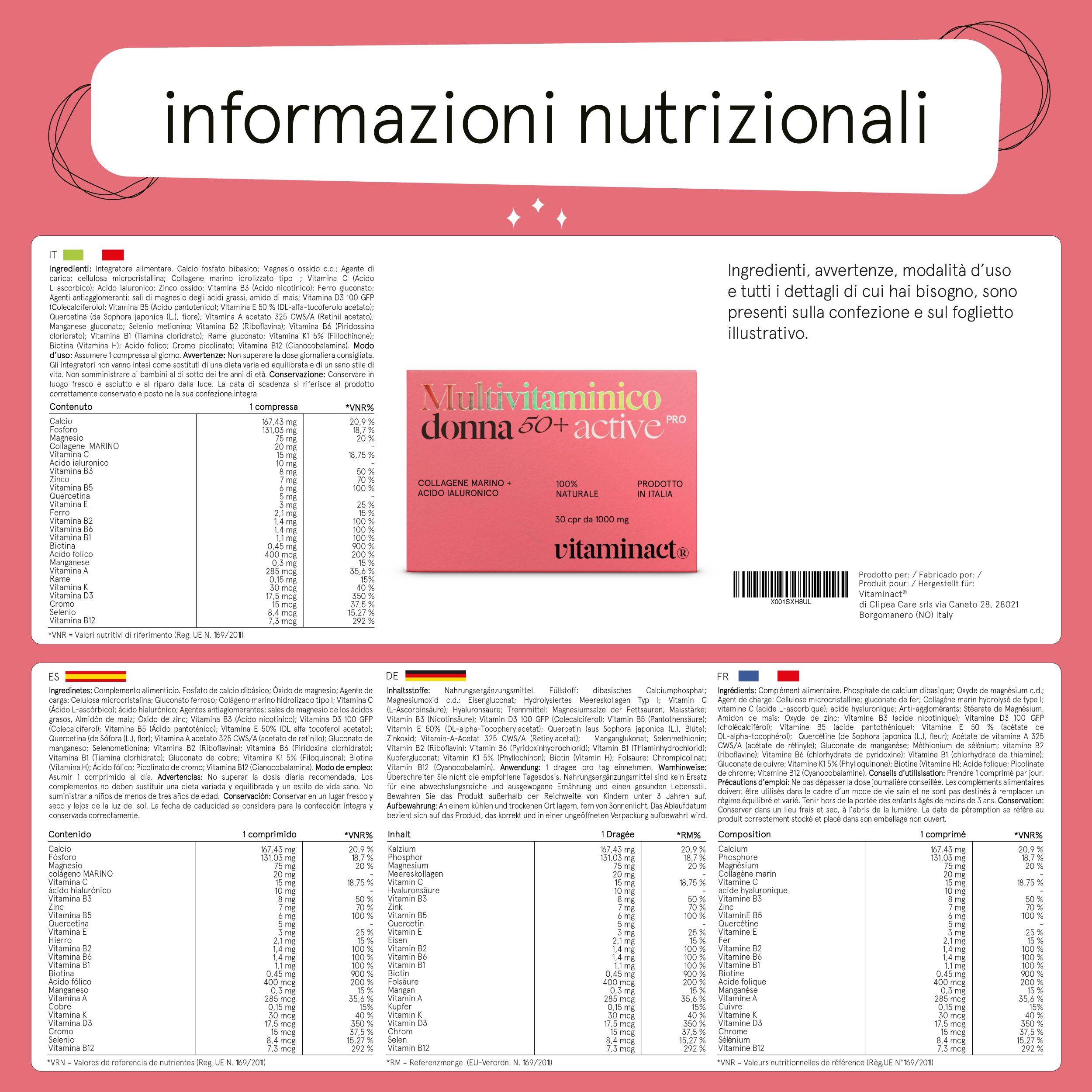 Vitaminact - Multivitaminico per donna 50 anni Active pro