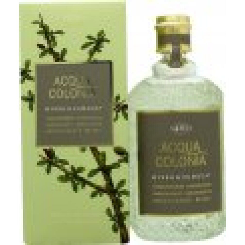 Flacone e confezione. Scritta: Acqua Colonia Myrr & Kumquat. Confezione con foglie verdi. Flacone con tappo dorato.