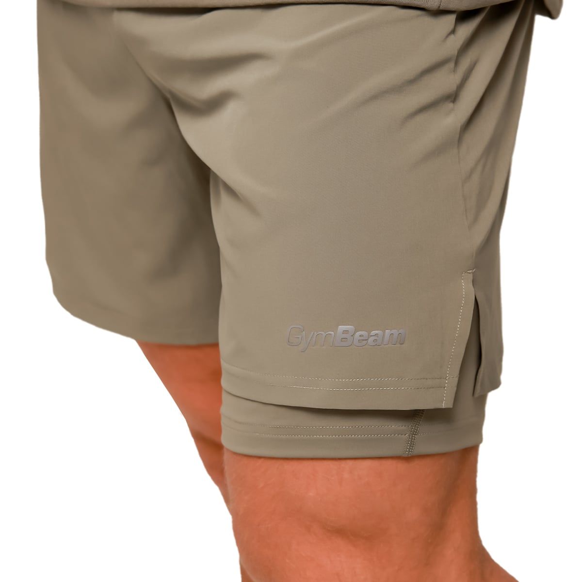 GymBeam Pantaloncini uomo Pulse Running 2in1 slim Vetiver con tasche