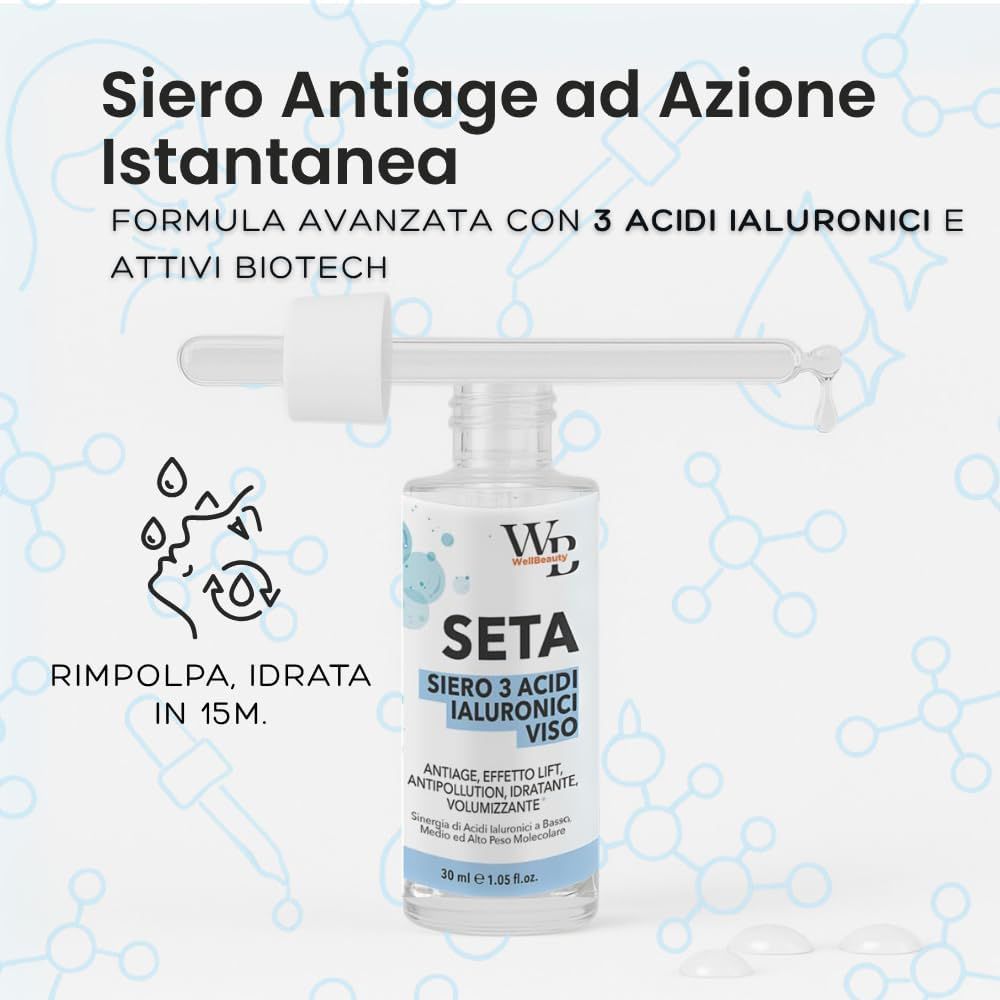 WellBeauty - SETA -  Siero Viso ai 3 Acidi Ialuronici