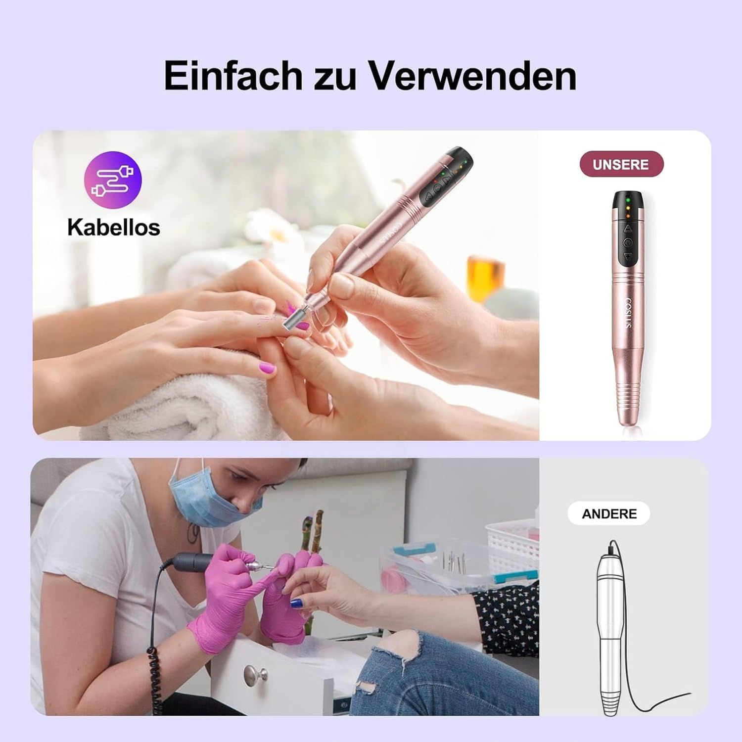 COSLUS set professionale manicure e pedicure 11 in 1 – Rosa