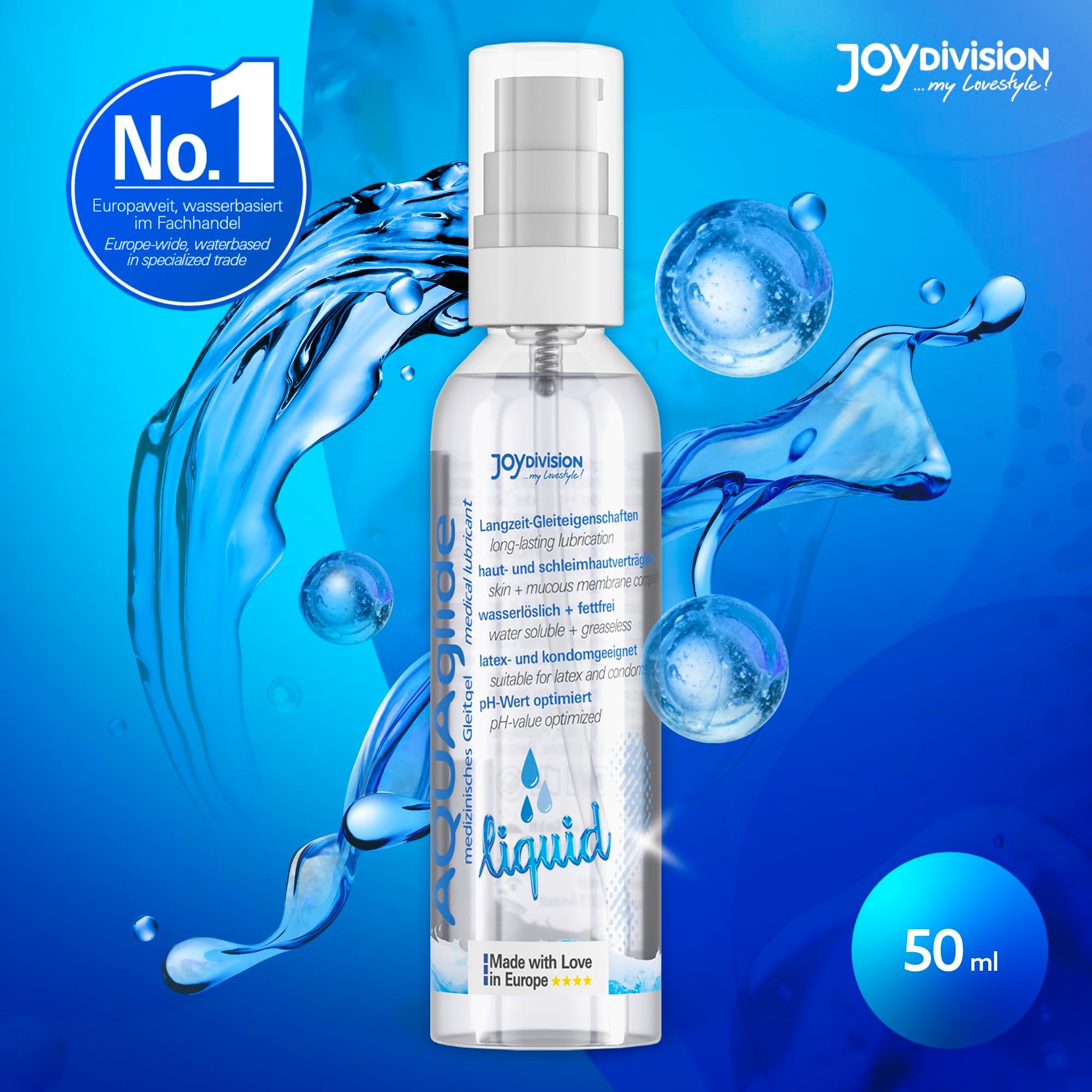 Joydivision AQUA GLIDE Liquid lubrificante con schizzi d'acqua, 50ml.