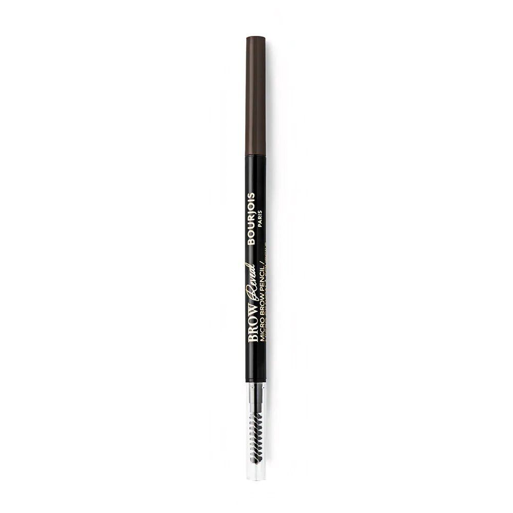 Matita per sopracciglia nera con spazzola. Scritta "Bourjois Paris Brow Reveal Micro Brow Pencil".