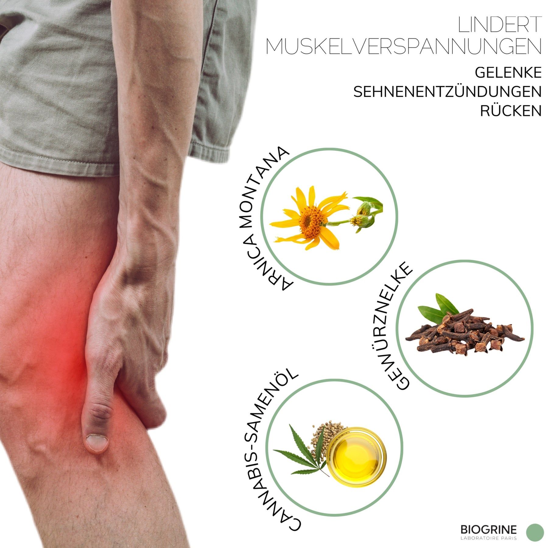 BIOGRINE Gel "REMEDY"  con Arnica, CBD Bio, Chiodi di Garofano e Cipresso