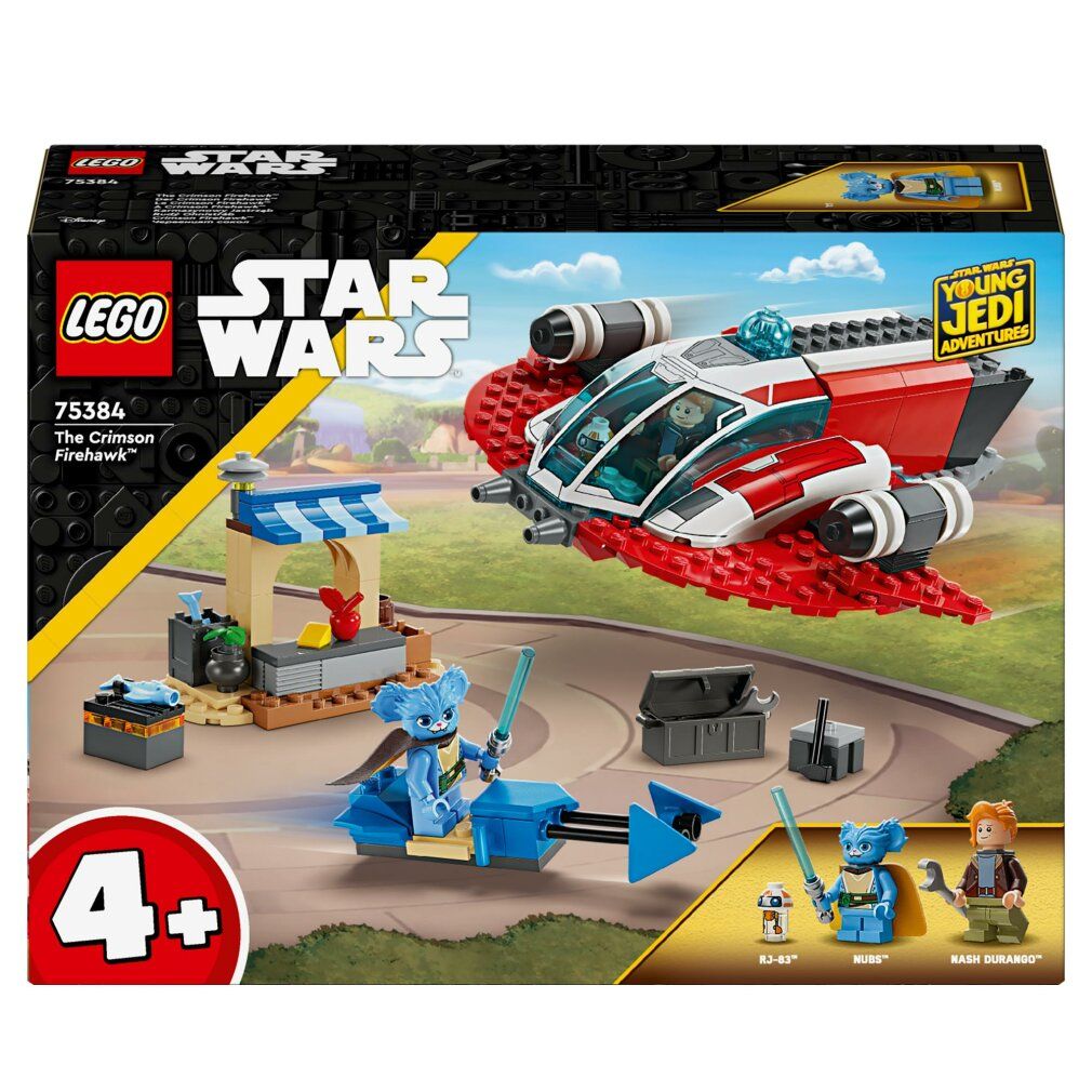Set LEGO Star Wars. Astronave, speeder bike, personaggi. Confezione con paesaggio. Età: 4+