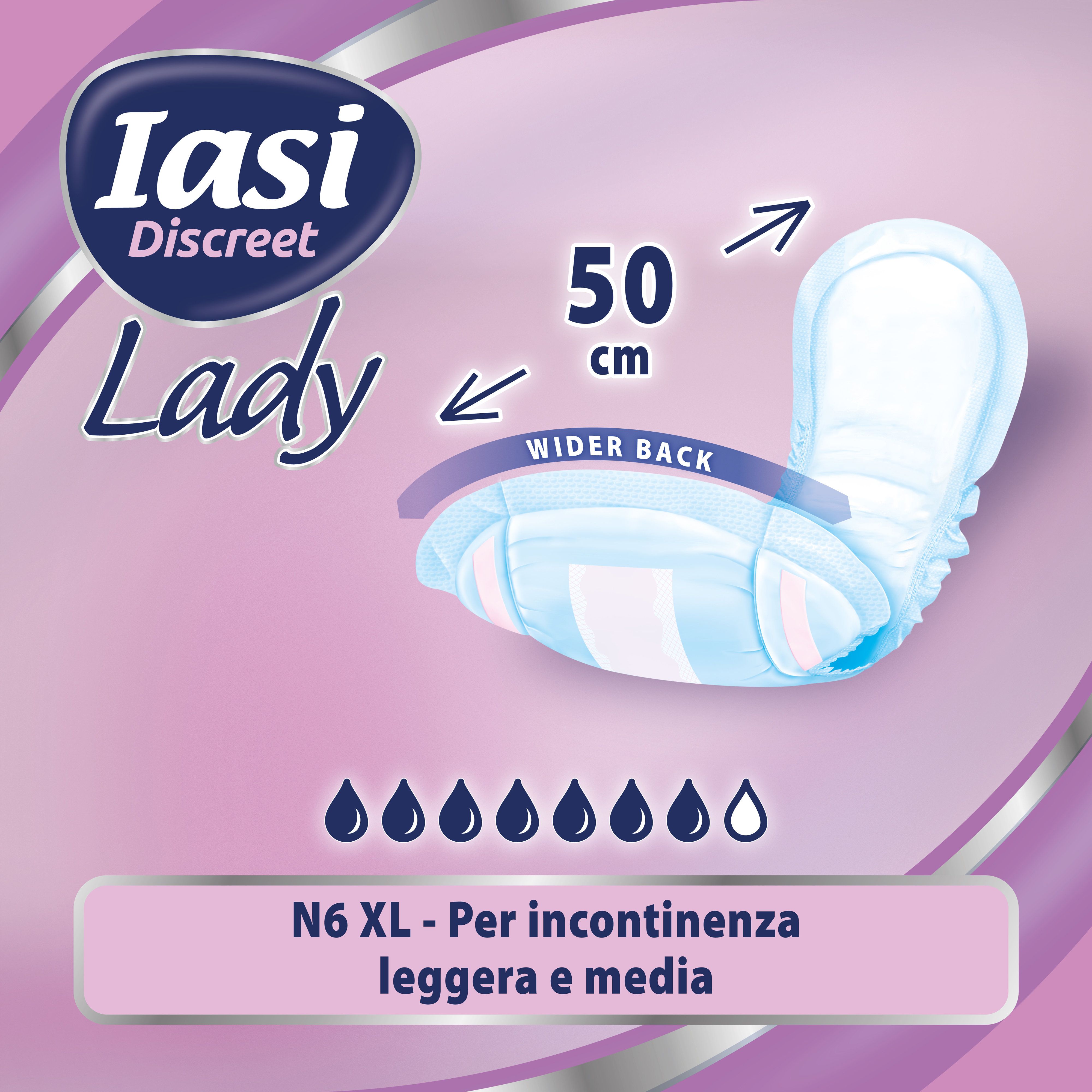 IASI Discreet LADY, Assorbenti per perdite urinarie Femminili Moderate, Taglia XL, 10 Unità