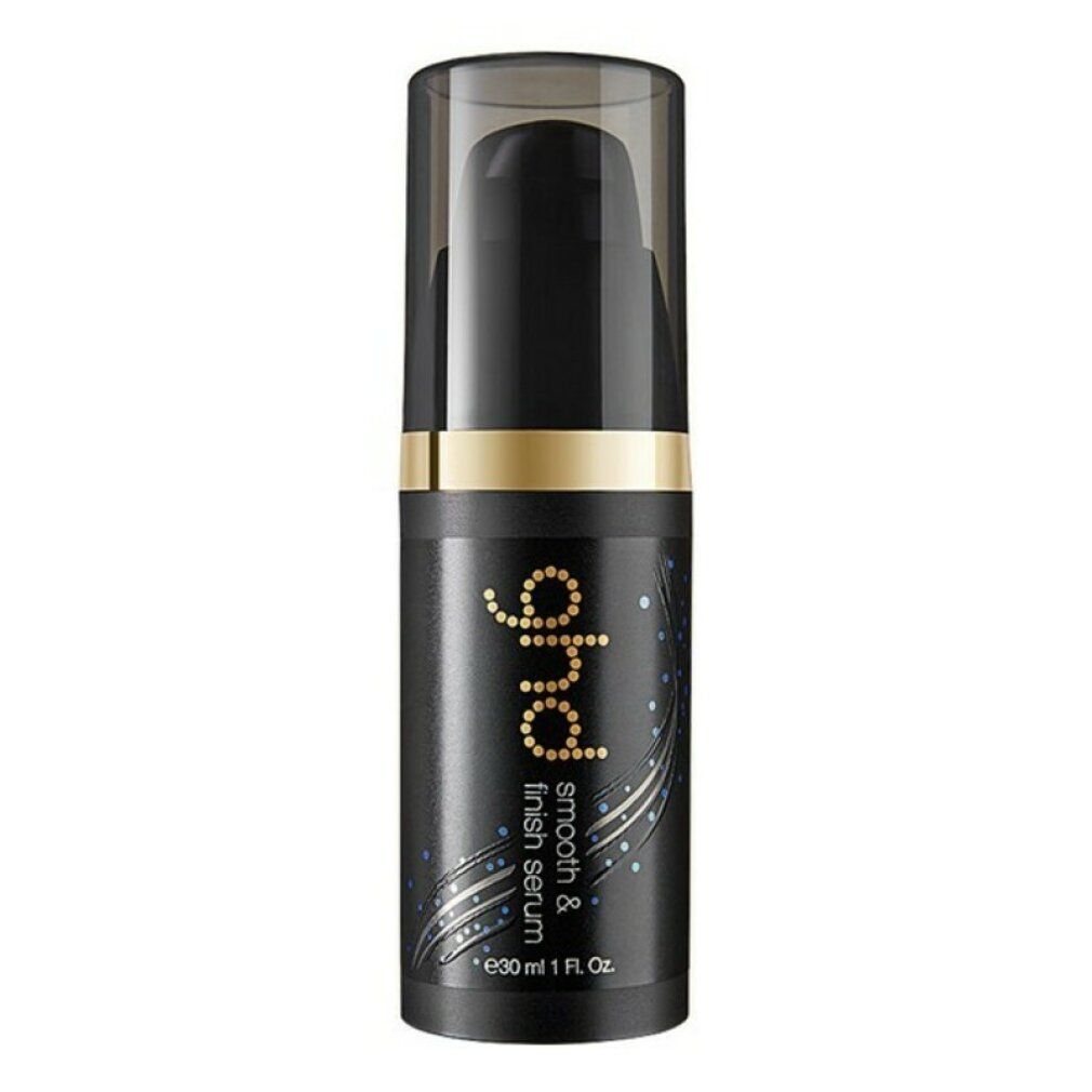 Flacone nero con dettagli dorati. Scritta ghd smooth & finish serum. Con dosatore e tappo. Capacità 30 ml.