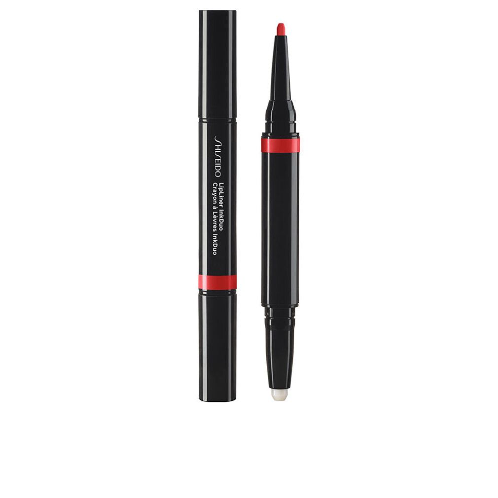 Duo matita labbra nera e rossa. Scritta: SHISEIDO Lip Liner Ink Duo. Una matita è aperta.