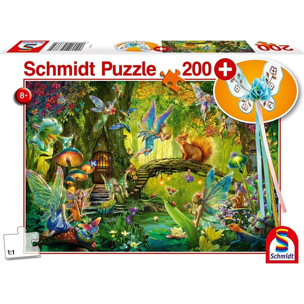 schmidt Puzzle Fate nella foresta 200 pezzi + regalo (bacchetta delle fate)