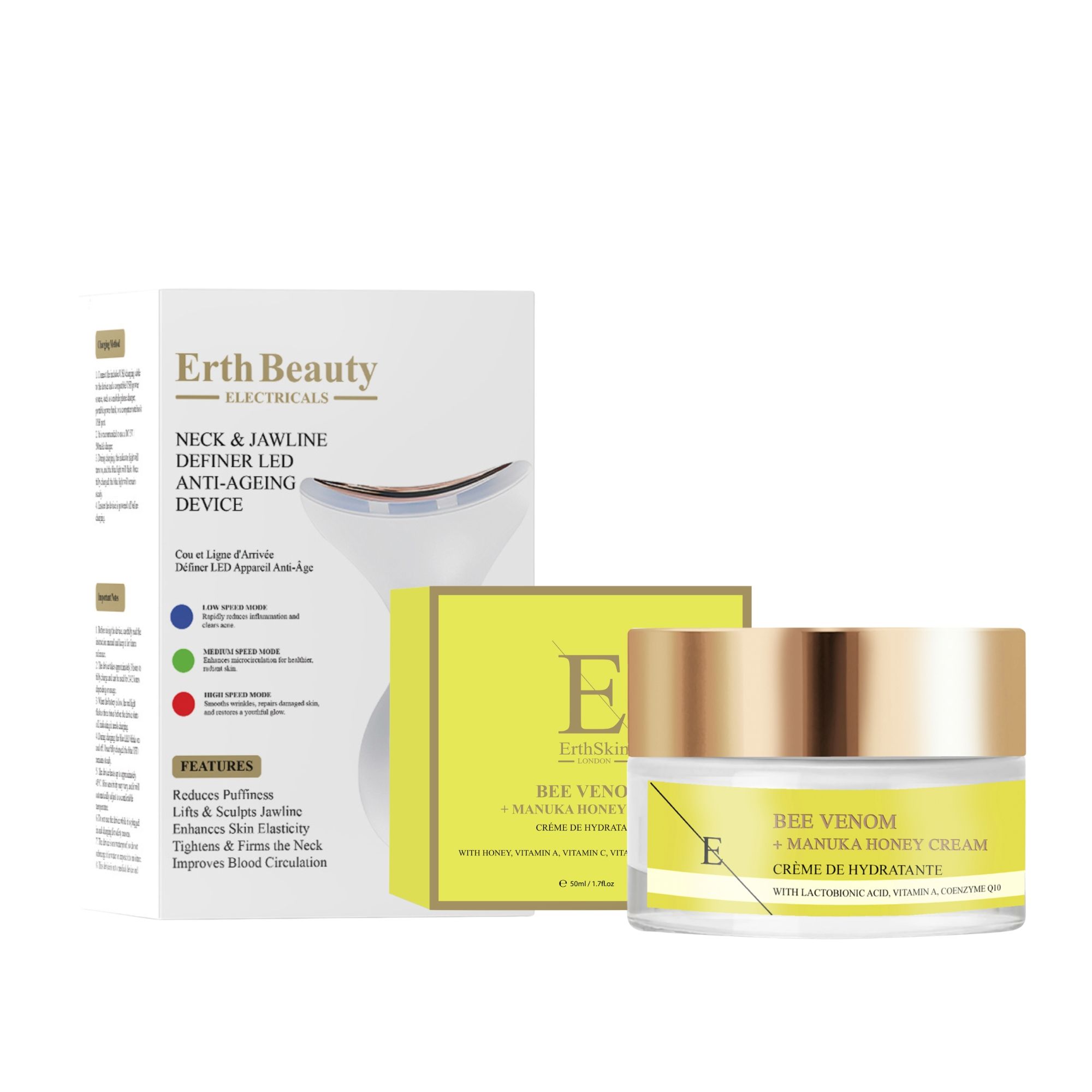 ErthSkin London LED Collo Mandibola Duo Veleno dApi Manuka
