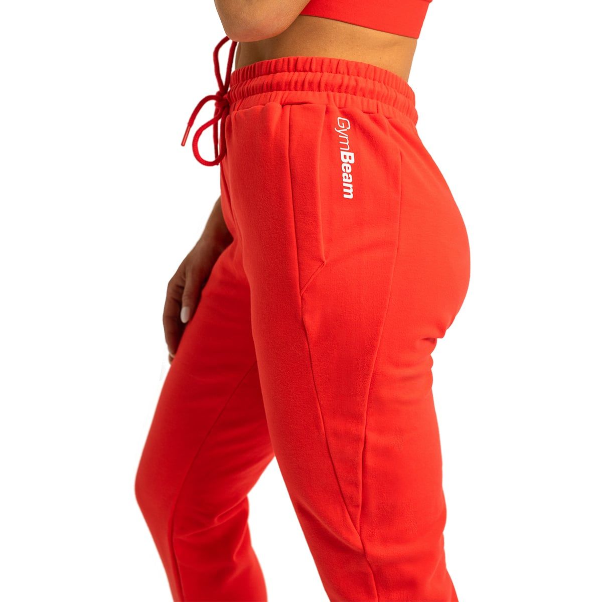 GymBeam Pantaloni tuta donna slim con coulisse e tasche Limitless Hot Red