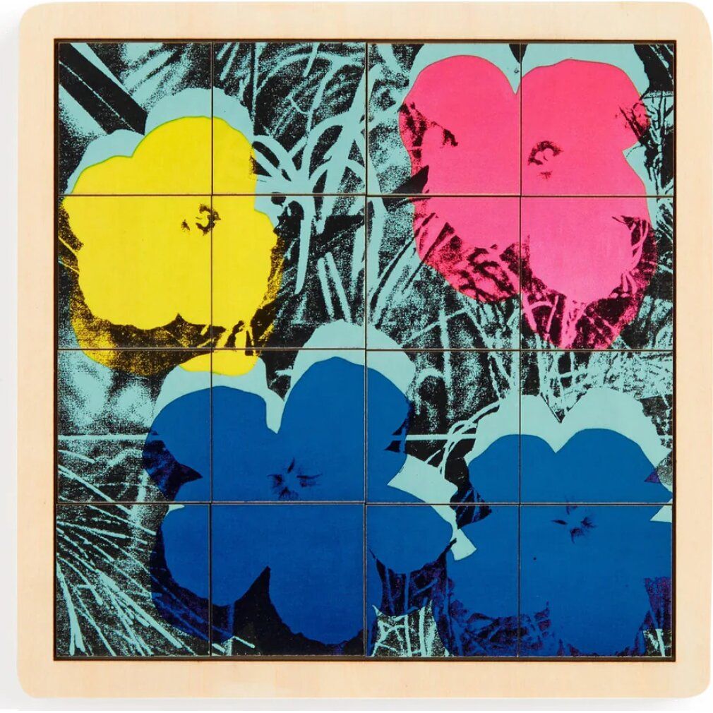 galison Puzzle scorrevole in legno Andy Warhol: Flowers 2in1 (16 pezzi)