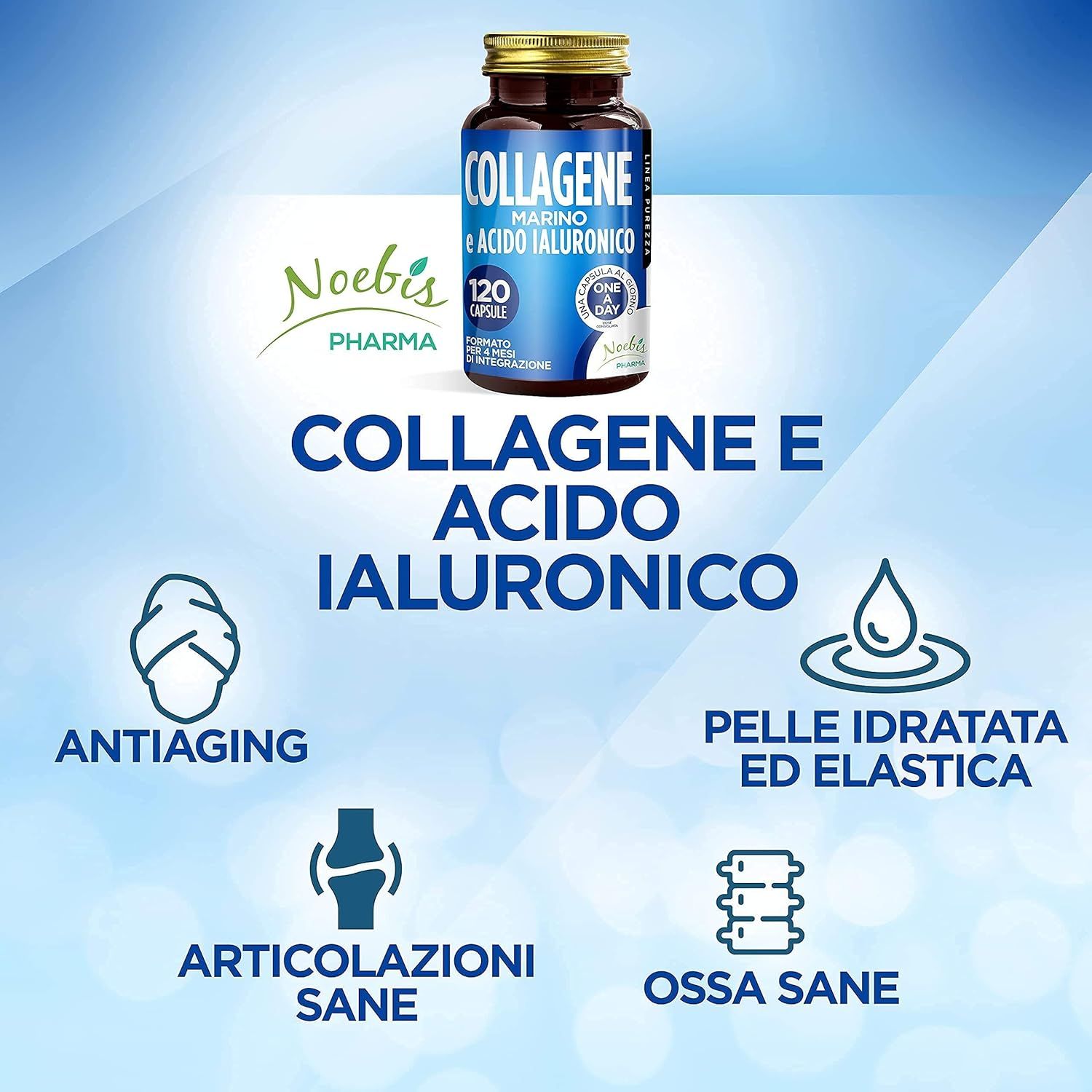 Noebis Pharma Collagene Marino e Acido Ialuronico - Pelle e Articolazioni