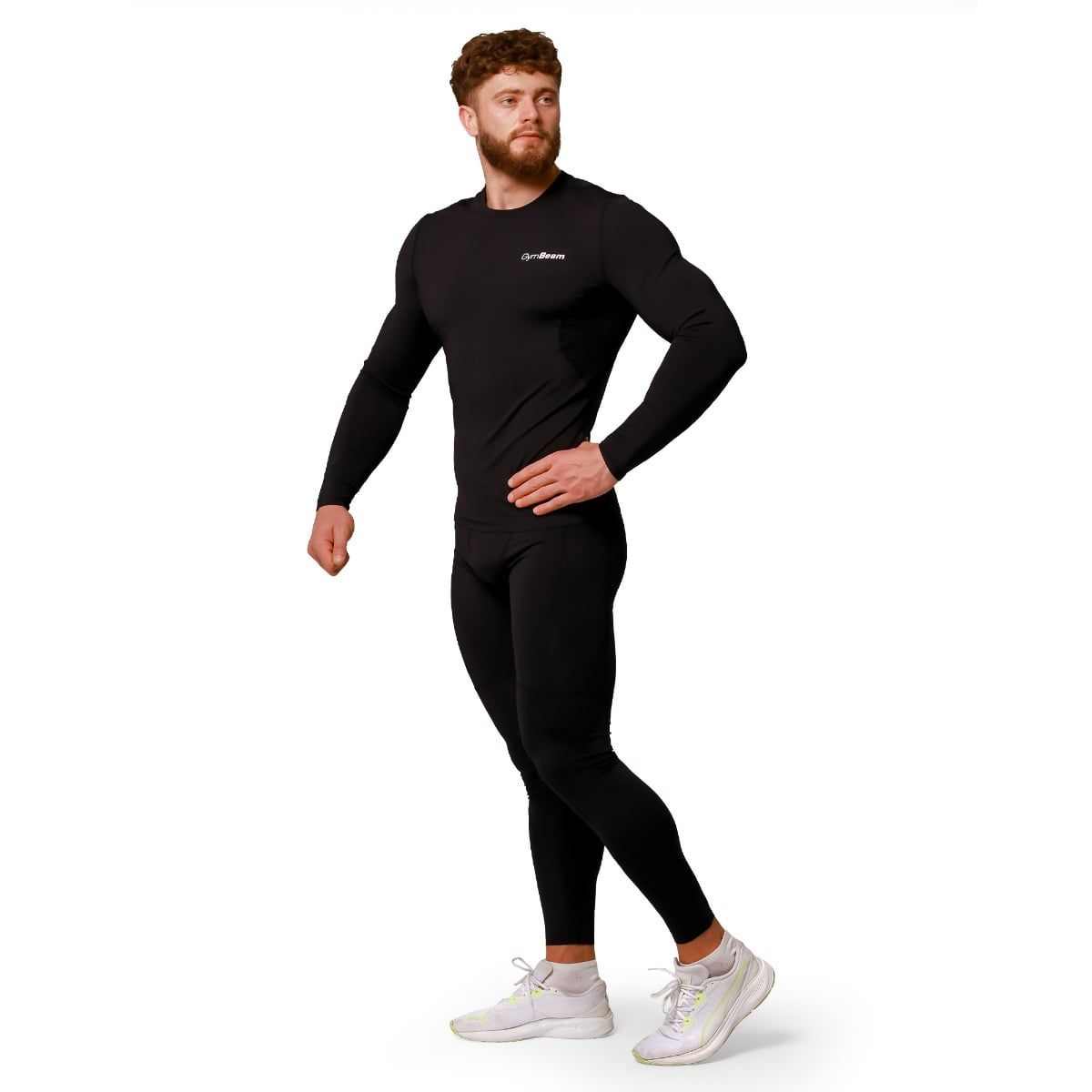 GymBeam Leggings uomo slim a compressione media con tasca Black