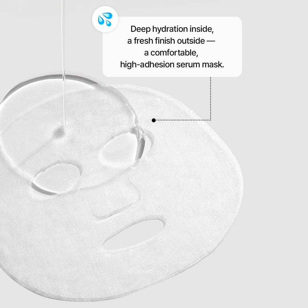 Una maschera in tessuto trasparente con siero versato.