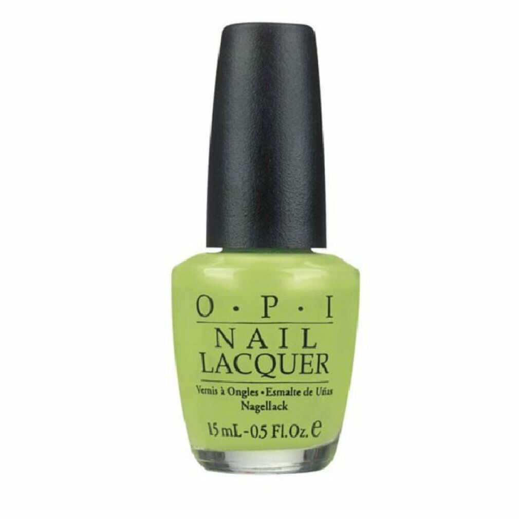 Smalto per unghie OPI verde chiaro. Tappo nero. Scritta: OPI NAIL LACQUER. Volume: 15 ml - 0.5 FL.OZ.e.