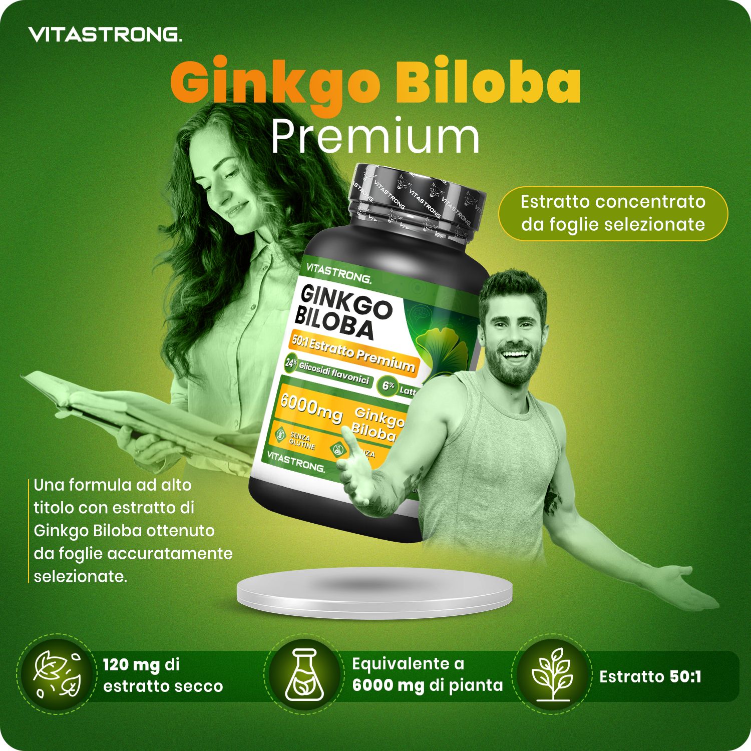 Ginkgo Biloba 6000 mg – Estratto Concentrato per Memoria & Circolazione
