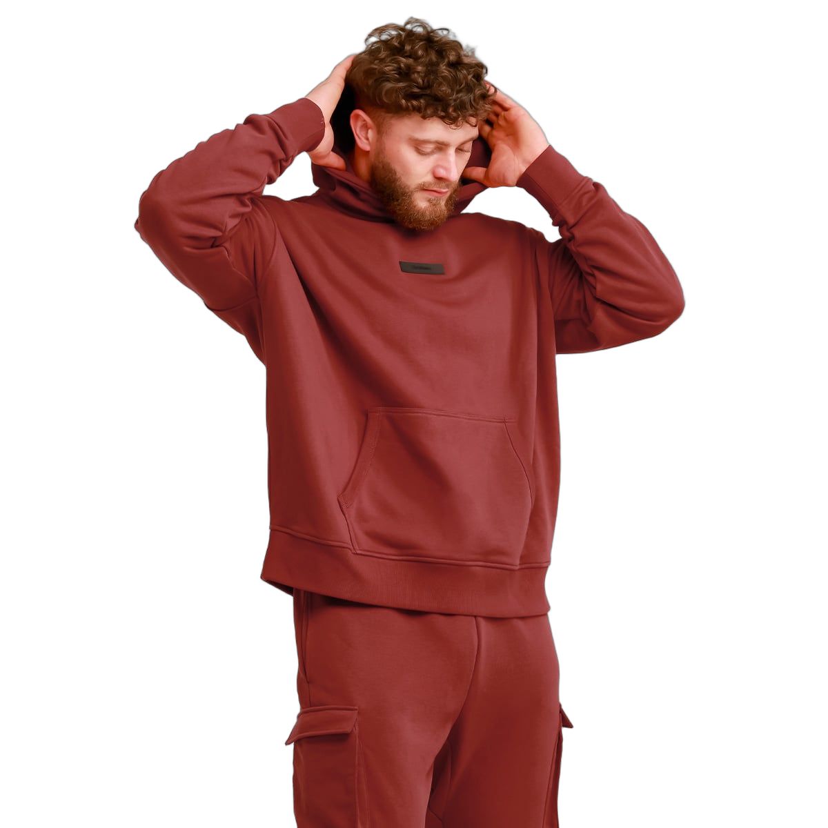 GymBeam Felpa uomo con cappuccio oversize Unstoppable Red