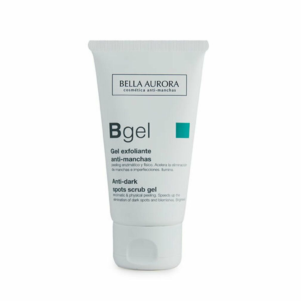 Tubo bianco con testo e nome del prodotto. "Bgel Gel esfoliante anti-macchie".