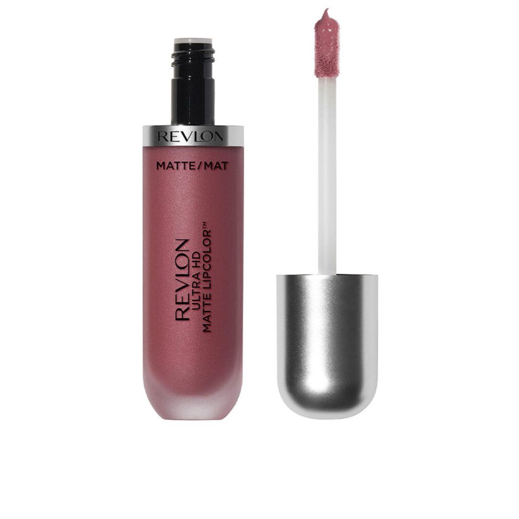 Revlon Ultra HD Matte Lipcolor. Rossetto con applicatore. Flacone e tappo argentati. Testo: Matte/Mat.