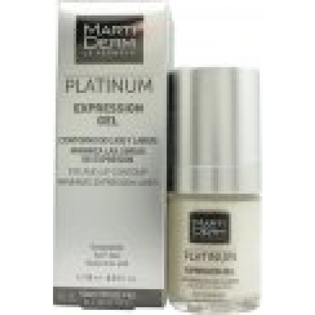 Prodotto e confezione. Scritta: Marti Derm Platinum Expression Gel. Per il contorno occhi e labbra. Con scatola.