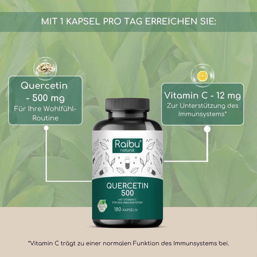 Quercetina Capsule 500mg Alto Dosaggio - RAIBU