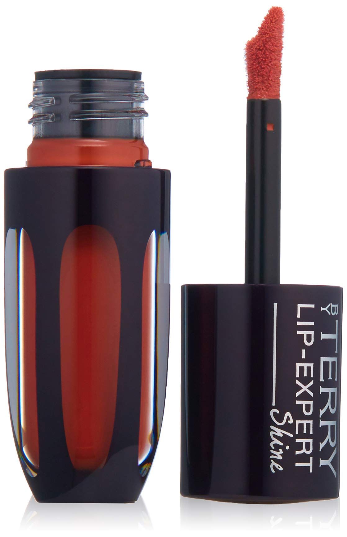 By Terry Lip Expert Shine rossetto aperto, applicatore e colore pesca visibili.
