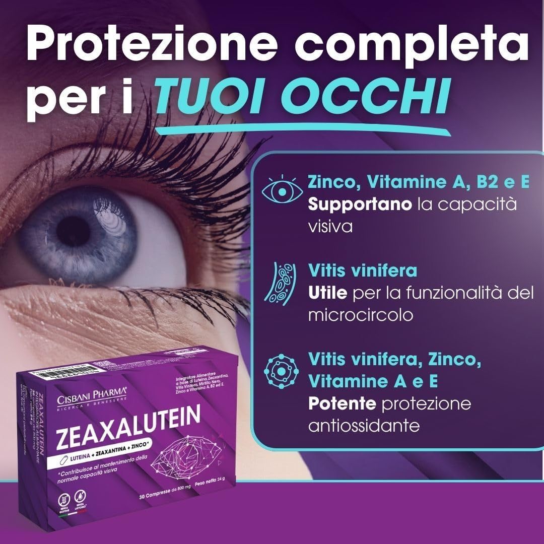Cisbani Pharma Zeaxalutein - Integratore occhi ad alto dosaggio di Luteina e Zeaxantina