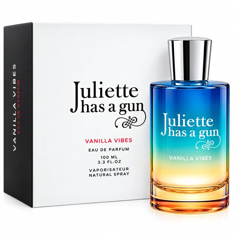 Flacone e scatola di profumo Juliette Has A Gun Vanilla Vibes 100ml.
