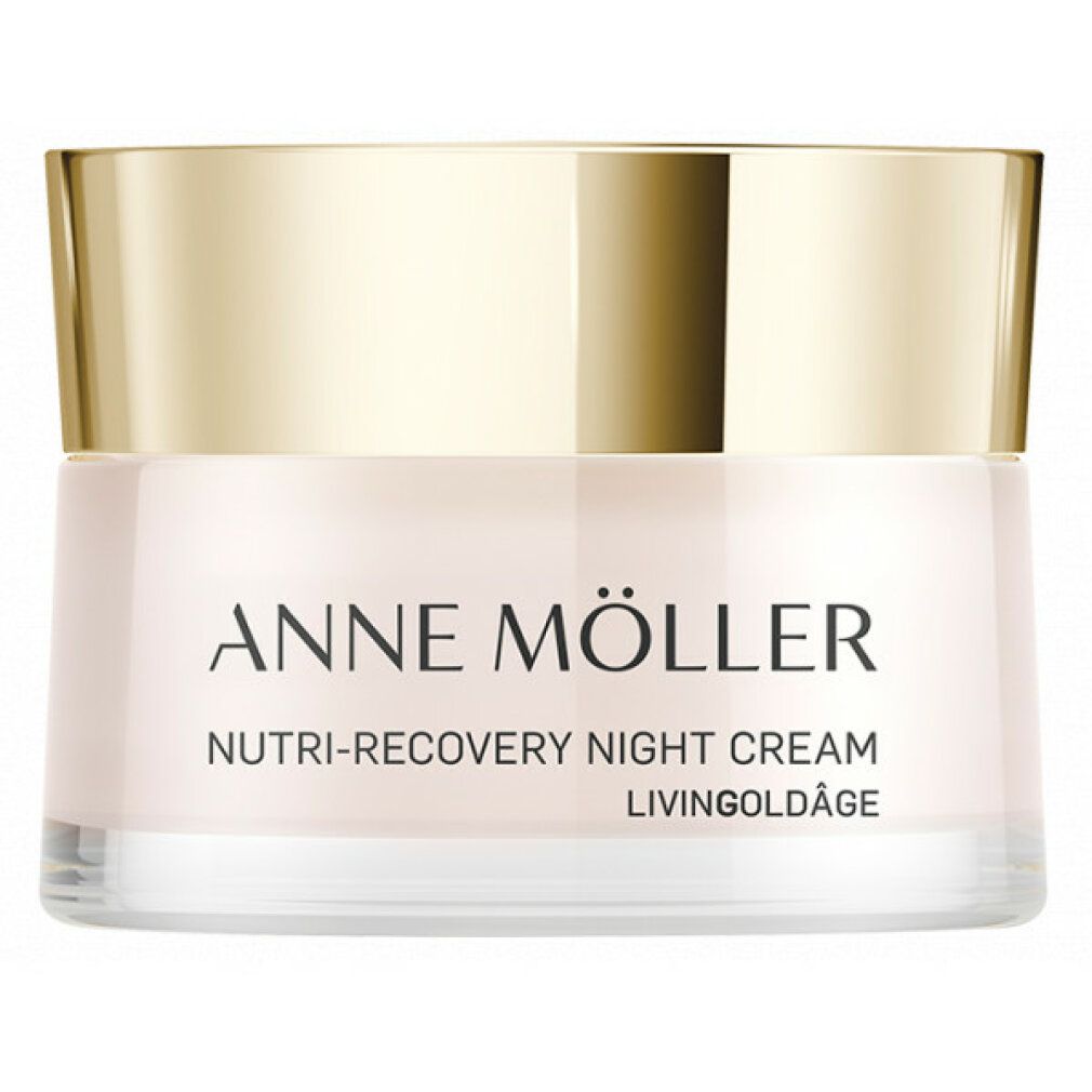 Crema notte Anne Möller Nutri-Recovery in un barattolo di vetro con coperchio dorato.