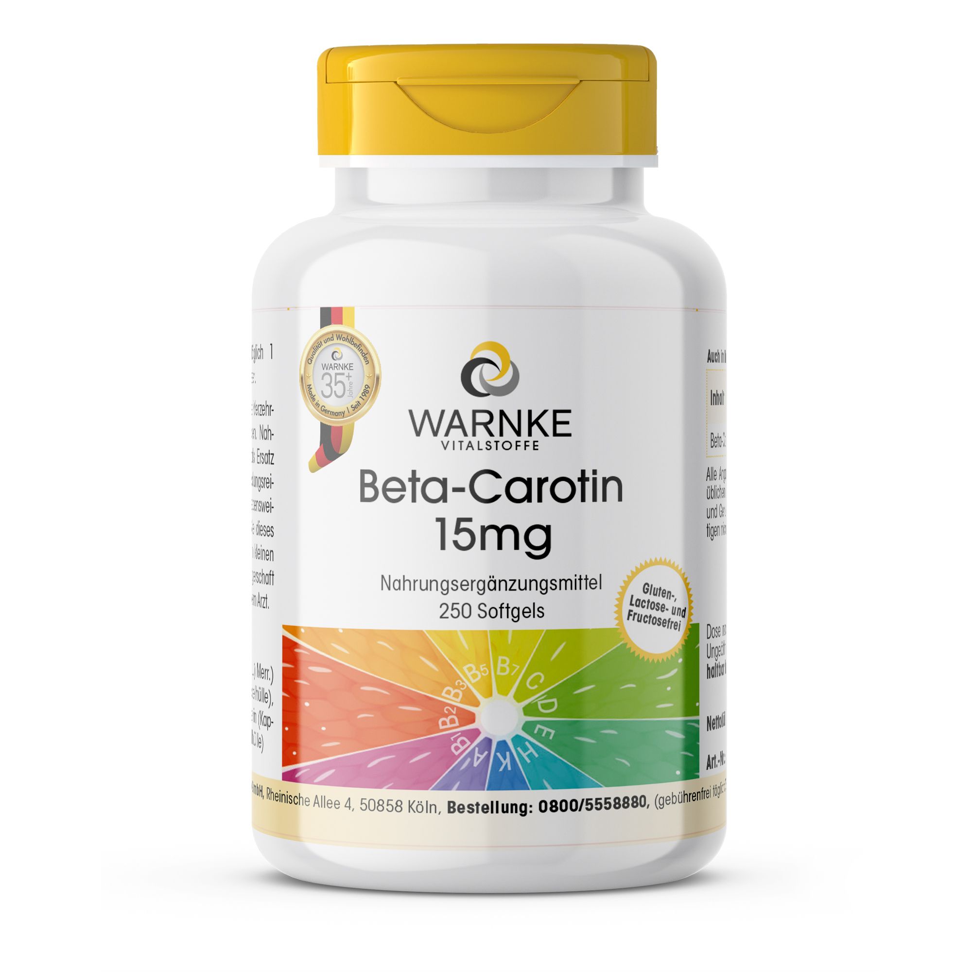 Beta-Carotene 15mg - 250 Softgels - Carotenoidi, provitamina A