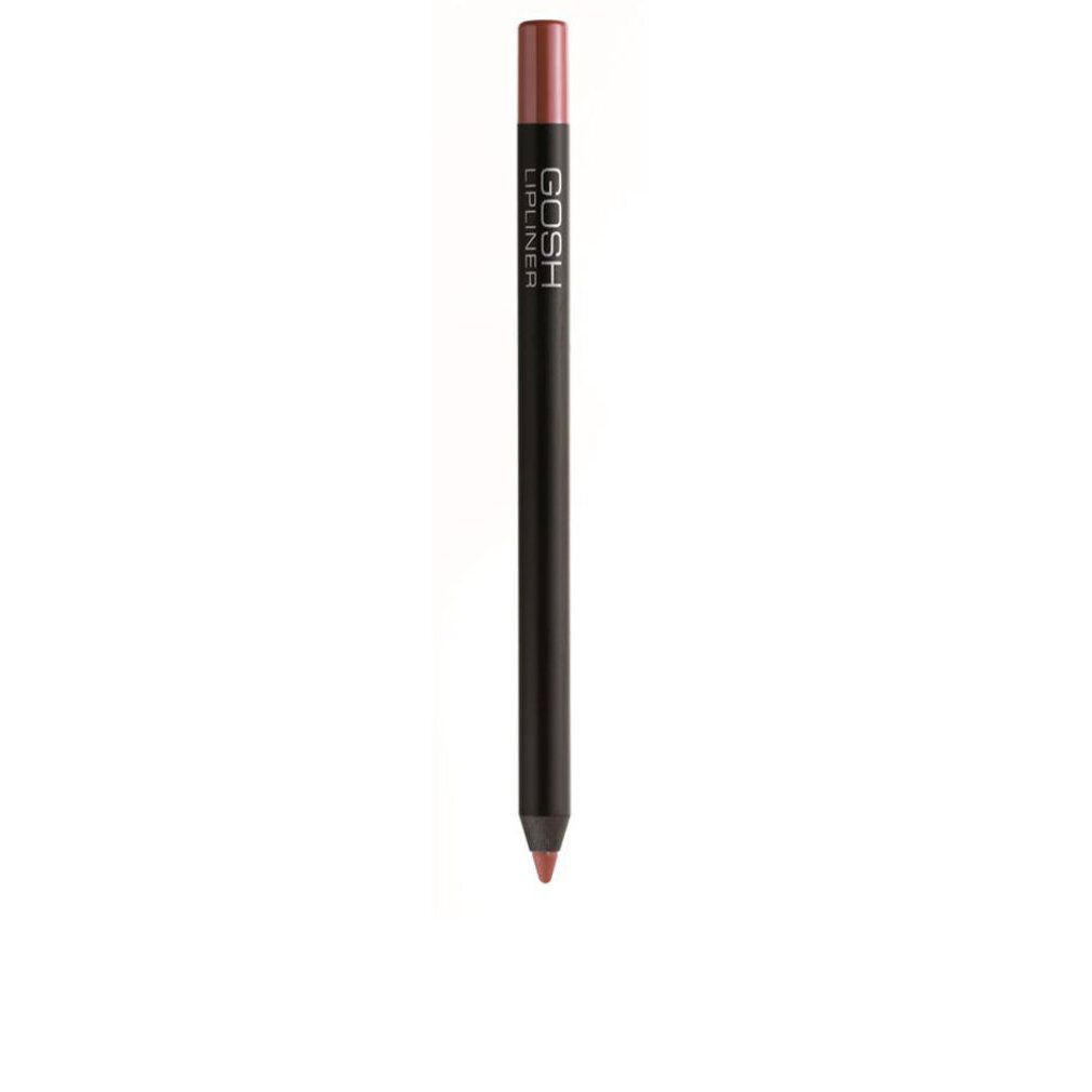 Matita labbra marrone scuro con estremità rosa. Scritta GOSH Lipliner. Su sfondo bianco.
