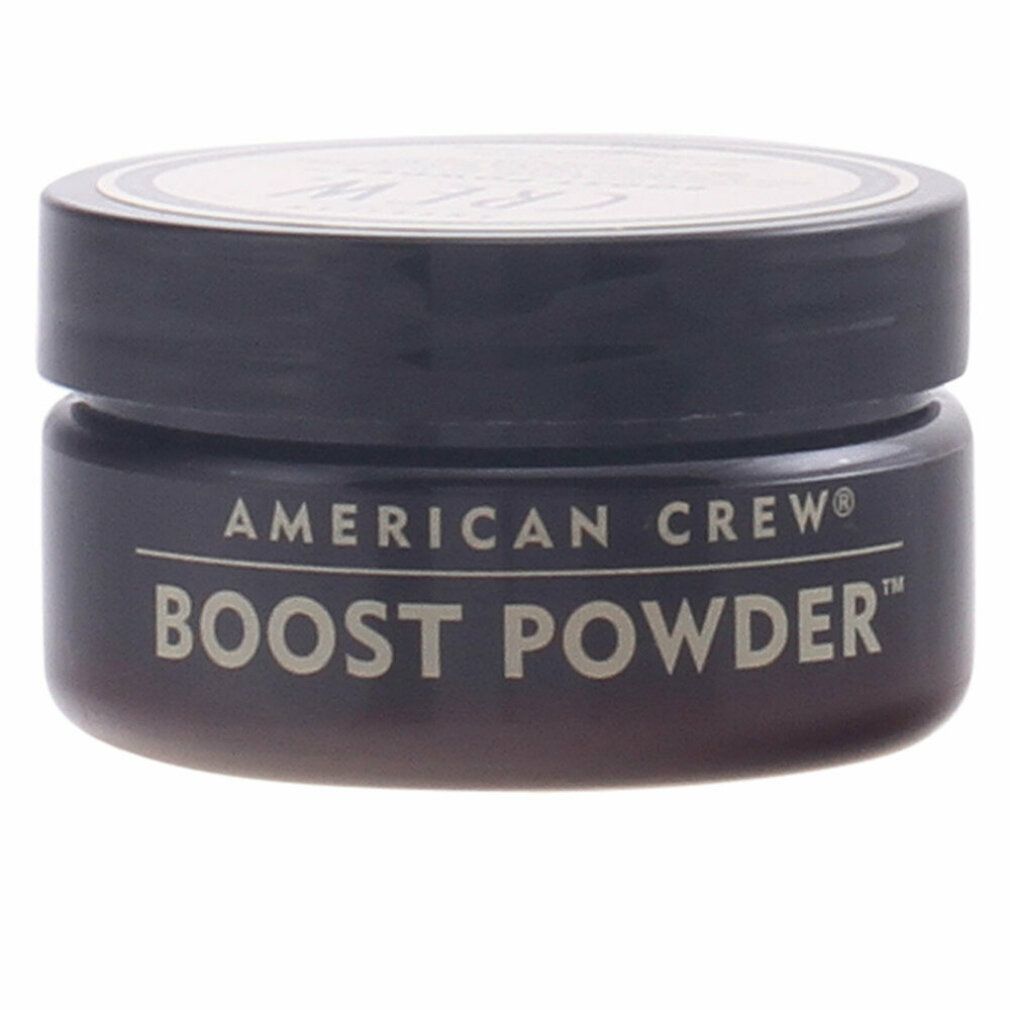 American Crew Boost Powder in barattolo scuro con scritte bianche.