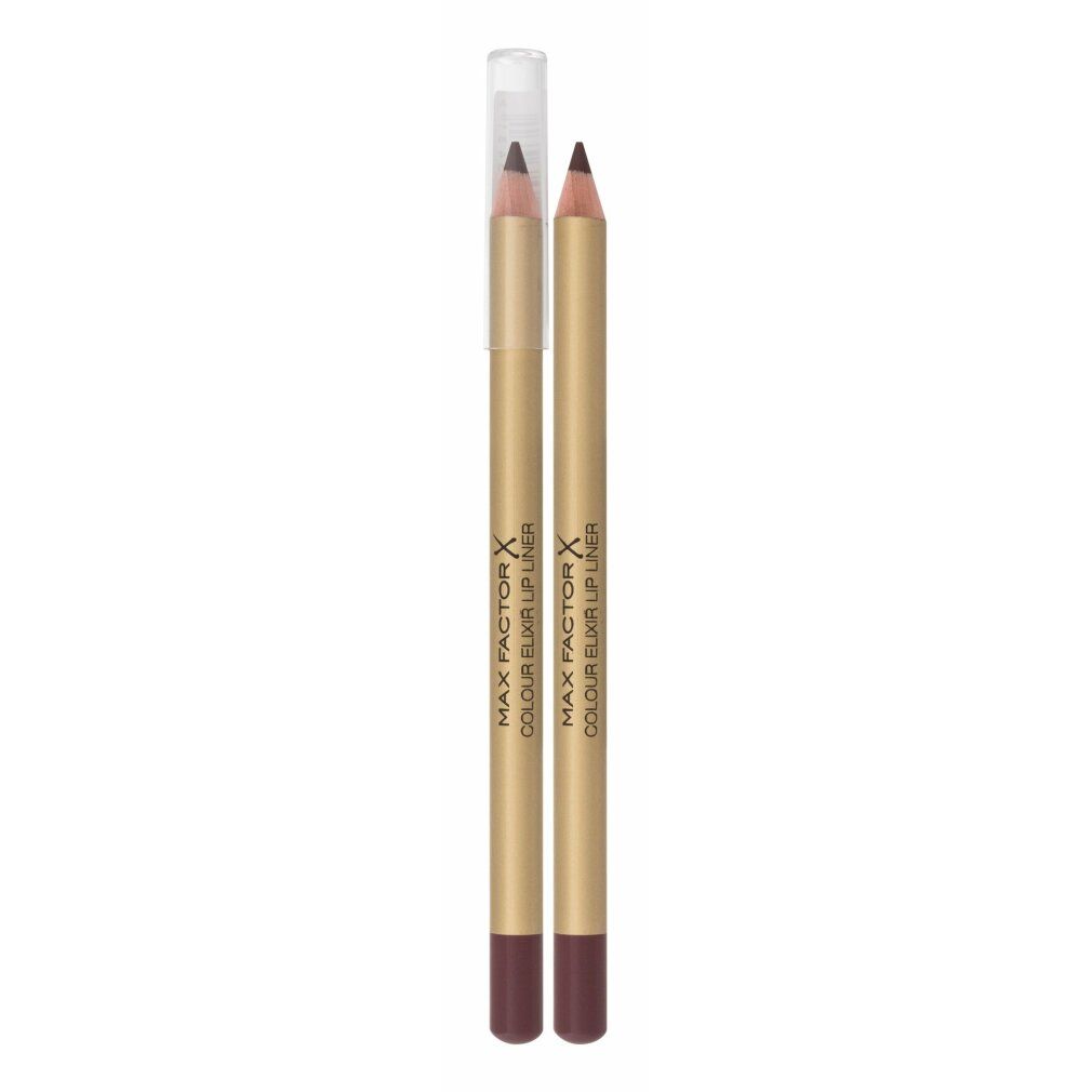 Due matite labbra in astuccio dorato con cappuccio trasparente. Scritta: Max Factor Colour Elixir Lipliner.