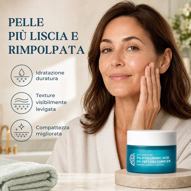 Talia Heaven's Dew 2% Acido Ialuronico 5% Complesso Peptidico Crema Rassodante Anti-Rughe.